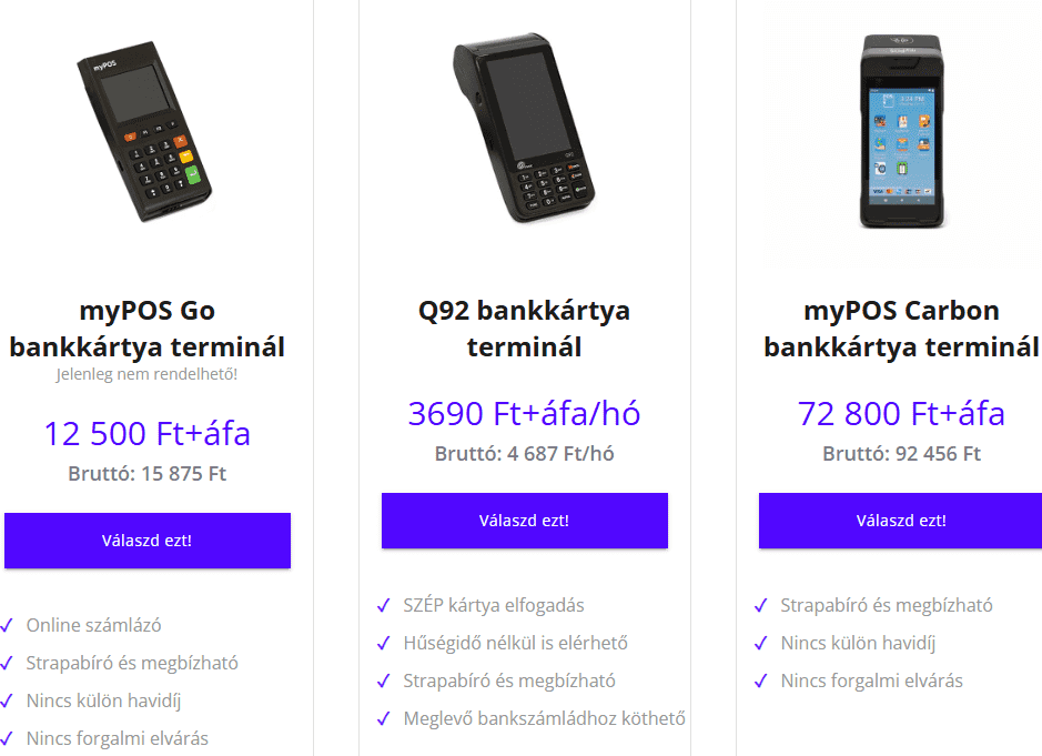 modern POS terminálok
